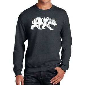 �G���G�[�|�b�v�A�[�g ���f�B�[�X �g�b�v�X T�V���c �N���[�l�b�N �X�E�F�b�g LA Pop Art Yellowstone Bear - Men's Word Art Crewneck Sweatshirt Grey �O���[