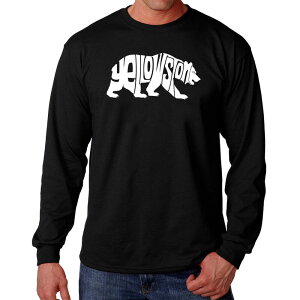 �G���G�[�|�b�v�A�[�g ���f�B�[�X �g�b�v�X T�V���c LA Pop Art Yellowstone Bear - Men's Word Art Long Sleeve T-Shirt Black �u���b�N