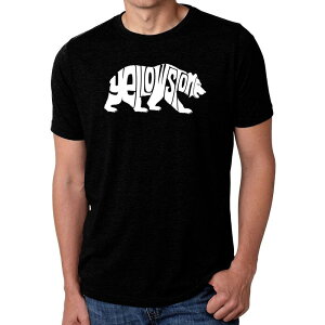 �G���G�[�|�b�v�A�[�g ���f�B�[�X �g�b�v�X T�V���c LA Pop Art Yellowstone Bear - Men's Premium Blend Word Art-Shirt Black �u���b�N