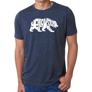 �G���G�[�|�b�v�A�[�g ���f�B�[�X �g�b�v�X T�V���c LA Pop Art Yellowstone Bear - Men's Premium Blend Word Art-Shirt Navy �l�C�r�[