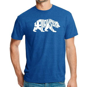 �G���G�[�|�b�v�A�[�g ���f�B�[�X �g�b�v�X T�V���c LA Pop Art Yellowstone Bear - Men's Premium Blend Word Art-Shirt Royal
