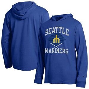 �`�����s�I�� ���f�B�[�X �g�b�v�X T�V���c ���� Men's Champion Royal Seattle Mariners Cooperstown Hooded Long-Sleeve T-Shirt Mns Blue �u���[