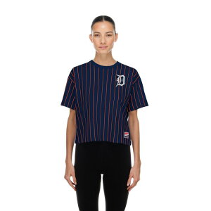 �j���[�G�� ���f�B�[�X �g�b�v�X T�V���c ���b�V�� Women's New Era Navy Detroitigers Throwback Meshback Pinstripe Boxy T-Shirtgr Navy �l�C�r�[