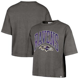 �t�H�[�e�B�Z�u���u�����h ���f�B�[�X �g�b�v�X T�V���c �N���b�v�h 47 Brand Women's '47 Charcoal Baltimore Ravens Cropped Mindi Slub T-Shirt Rav Charco �`���R�[��
