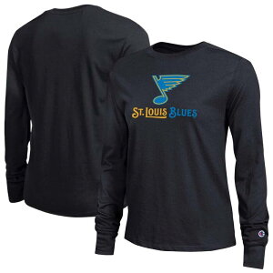 �`�����s�I�� ���f�B�[�X �g�b�v�X T�V���c Women's Champion Black St. Louis Blues Wordmark Lockup Long Sleeve T-Shirt Blu Black �u���b�N