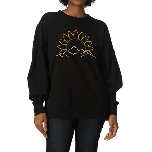 �A�j���L�����N�^�[ ���f�B�[�X �g�b�v�X T�V���c �X�E�F�b�g �t���[�X Licensed Character Women'sunflower Mountain Oversized Fleece Crew Sweatshirt Black �u���b�N