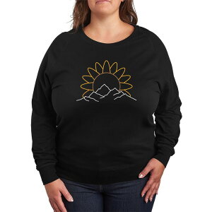 �A�j���L�����N�^�[ ���f�B�[�X �g�b�v�X T�V���c �v���X�T�C�Y �p�C�� Licensed Character Plusize Sunflower Mountain French Terry Long Sleeve Tee Black �u���b�N