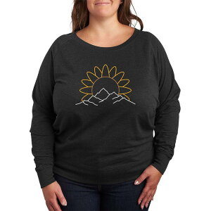 �A�j���L�����N�^�[ ���f�B�[�X �g�b�v�X T�V���c �v���X�T�C�Y �p�C�� Licensed Character Plusize Sunflower Mountain French Terry Long Sleeve Tee Heather Charcoal �`���R�[��