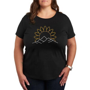 �A�j���L�����N�^�[ ���f�B�[�X �g�b�v�X T�V���c �v���X�T�C�Y �O���t�B�b�N Licensed Character Plusize Sunflower Mountain Graphic Tee Black �u���b�N