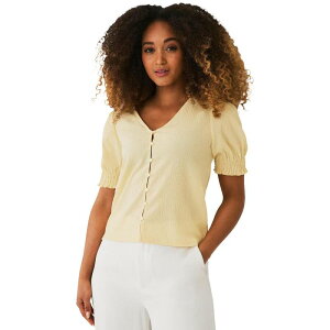 Ellos ���f�B�[�X �g�b�v�X T�V���c �v���X�T�C�Y �j�b�g Ellos Plusize Textured Knit Button Frontop With Sleevesoft Butter