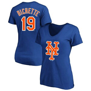 �v���t�@�C�� ���f�B�[�X �g�b�v�X T�V���c V�l�b�N �v���X�T�C�Y Women's Profile Bo Bichette Royal New York Mets Plusize Name & Number V-Neck T-Shirt Met Blue �u���[