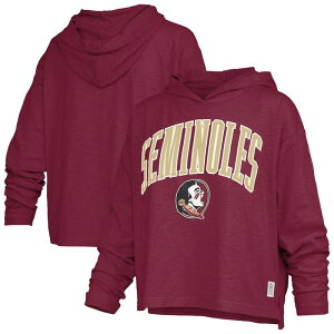 �v���X�{�b�N�X ���f�B�[�X �g�b�v�X T�V���c ���S Women's Pressbox Garnet Florida State Seminoles Nelson Arch Over Logo Long Sleeve Hooded T-Shirt Fsu Red ���b�h