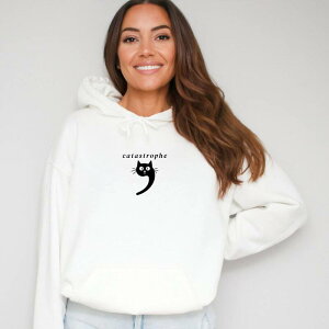 Simply Sage Market ���f�B�[�X �g�b�v�X T�V���c �p�[�J�[ �O���t�B�b�N Simply Sage Market Catastrophe Pun - Women's Graphic Hoodie White �z���C�g
