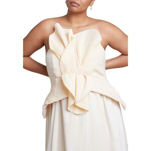 �G���N�C ���f�B�[�X �g�b�v�X �����s�[�X �v���X�T�C�Y ELOQUII Women's Plusize Petal Bodice Gown White Swan �z���C�g
