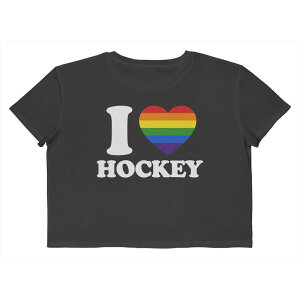 �A���u�����f�b�h ���f�B�[�X �g�b�v�X T�V���c �N���b�v�h �O���t�B�b�N Unbranded Juniors' I Heart Hockey Boxy Cropped Graphic Tee Caviar