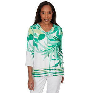 �A���t���b�h �_�i�[ ���f�B�[�X �g�b�v�X T�V���c Women's Alfredunner Artisan Leaf Bordered Topalm Green �O���[��