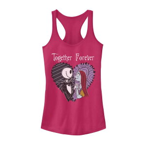 �f�B�Y�j�[ ���f�B�[�X �g�b�v�X T�V���c Juniors' Disney The Nightmare Before Christmas Jack & Sally Together Tank Top Raspberry