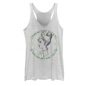 �f�B�Y�j�[ ���f�B�[�X �g�b�v�X T�V���c �O���t�B�b�N Juniors' Disney's The Princess & The Frog Tiana Dreams Do Come True Graphic Tank Top White Heather �z���C�g