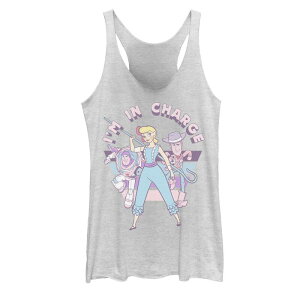 �f�B�Y�j�[ �s�N�T�[ ���f�B�[�X �g�b�v�X T�V���c Disney / Pixar's Toy Story Juniors' Little Bo Peep I'm In Charge Tank Top White Heather �z���C�g