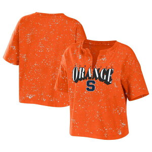 �E�F�A �o�C �G���� �A���h���[�Y ���f�B�[�X �g�b�v�X T�V���c Women's WEAR by Erin Andrews Orange Syracuse Orange Bleach Wash Splatter Notch Neck T-Shirt Syr Orange �I�����W