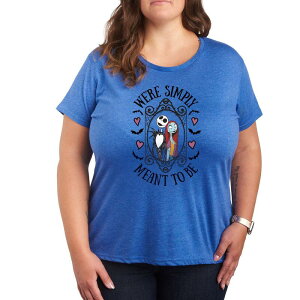 �f�B�Y�j�[ ���f�B�[�X �g�b�v�X T�V���c �v���X�T�C�Y �O���t�B�b�N Disney's Nightmare Before Christmas Plus Meanto Be Graphic Tee Blue �u���[