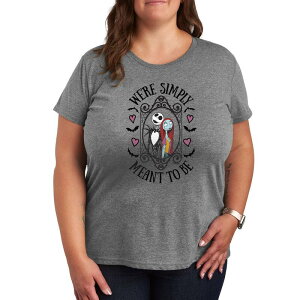 �f�B�Y�j�[ ���f�B�[�X �g�b�v�X T�V���c �v���X�T�C�Y �O���t�B�b�N Disney's Nightmare Before Christmas Plus Meanto Be Graphic Tee Gray �O���[