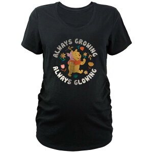 �f�B�Y�j�[ ���f�B�[�X �g�b�v�X T�V���c V�l�b�N �}�^�j�e�B �O���t�B�b�N Disney's Winnie The Pooh Always Growing Always Glowing Maternity V-Neck Graphic Tee Black �u���b�N