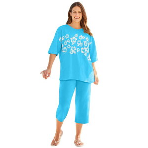 �E�[�}�� �E�B�Y�C�� ���f�B�[�X �g�b�v�X T�V���c �v���X�T�C�Y Woman Within Plusize Relaxed Tee Paradise Floral Bloom