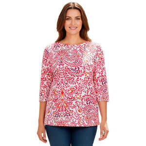 �W�F�V�J�����h�� ���f�B�[�X �g�b�v�X T�V���c �v���X�T�C�Y �R�b�g�� Jessica London Women's Plusize Stretch Cotton Boatneck Tunic Pink Burst Painted �s���N