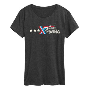 �X�^�[ �E�H�[�Y ���f�B�[�X �g�b�v�X T�V���c ���S �O���t�B�b�N Women'star Wars X-Wing Americana Logo Graphic Tee Heather Charcoal �`���R�[��