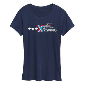�X�^�[ �E�H�[�Y ���f�B�[�X �g�b�v�X T�V���c ���S �O���t�B�b�N Women'star Wars X-Wing Americana Logo Graphic Tee Navy �l�C�r�[