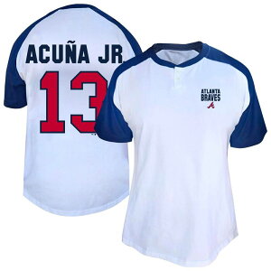 �v���t�@�C�� ���f�B�[�X �g�b�v�X T�V���c �v���X�T�C�Y Women's Profile Ronald Acua Jr. White Atlanta Braves Plusize Name & Numberaglan Henley T-Shirt Brv White �z���C�g