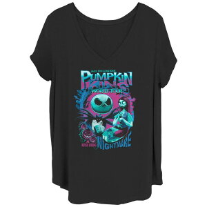 �f�B�Y�j�[ ���f�B�[�X �g�b�v�X T�V���c �v���X�T�C�Y �O���t�B�b�N Disney's The Nightmare Before Christmas Pumpking World Tour Juniors' Plus Graphic Tee Black �u���b�N