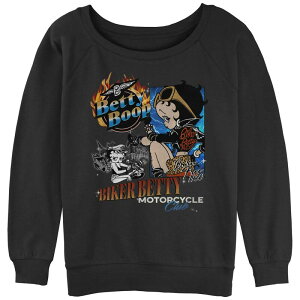 �A�j���L�����N�^�[ ���f�B�[�X �g�b�v�X T�V���c �p�C�� �O���t�B�b�N Licensed Character Women's Betty Boop Biker Betty Slouchy Terry Graphic Pullover Black �u���b�N