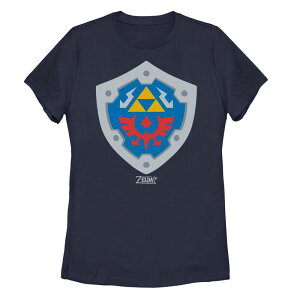 �A�j���L�����N�^�[ ���f�B�[�X �g�b�v�X T�V���c ���S Licensed Character Juniors' Nintendo Legend Of Zelda Link's Awakening Hylian Shield Logo Tee Navy �l�C�r�[