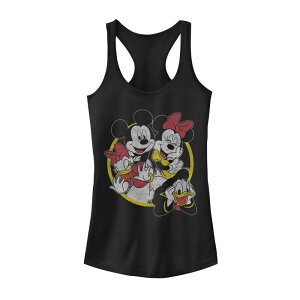 �A�j���L�����N�^�[ ���f�B�[�X �g�b�v�X T�V���c Licensed Character Juniors' Disney's Mickey Mouse and Friends Circle Group Tank Top Black �u���b�N