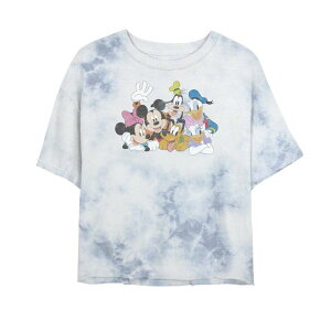 �f�B�Y�j�[ ���f�B�[�X �g�b�v�X T�V���c �O���t�B�b�N Juniors' Disney Mickey Classicharacters Bombard Wash Crop Graphic Tee White Blue �z���C�g