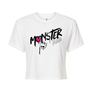�A�j���L�����N�^�[ ���f�B�[�X �g�b�v�X T�V���c �N���b�v�h ���S �O���t�B�b�N Licensed Character Juniors' Monster High Logo Cropped Graphic Tee White �z���C�g