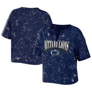 �E�F�A �o�C �G���� �A���h���[�Y ���f�B�[�X �g�b�v�X T�V���c Women's WEAR by Erin Andrews Gray Penn State Nittany Lions Bleach Wash Splatter Notch Neck T-Shirt Pst Grey �O���[