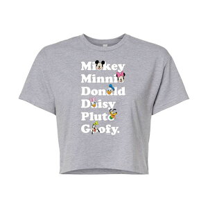 �f�B�Y�j�[ ���f�B�[�X �g�b�v�X T�V���c �N���b�v�h �O���t�B�b�N Disney's Mickey Mouse & Friends Juniors' Characters Name List Cropped Graphic Tee Gray �O���[
