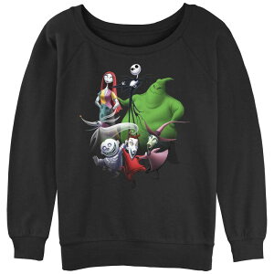 �f�B�Y�j�[ ���f�B�[�X �g�b�v�X T�V���c �p�C�� �O���t�B�b�N Disney's The Nightmare Before Christmas Juniors' Group Shot Slouchy Terry Graphic Pullover Black �u���b�N