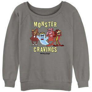 �A�j���L�����N�^�[ ���f�B�[�X �g�b�v�X T�V���c �p�C�� �O���t�B�b�N Licensed Character Juniors' General Mills Monsters Cravingslouchy Terry Graphic Pullover Gray Heather �O���[