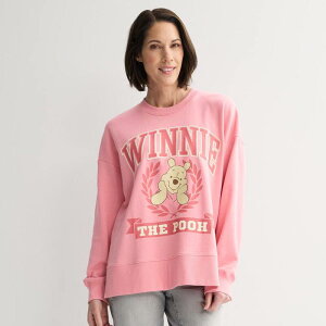 �A�j���L�����N�^�[ ���f�B�[�X �g�b�v�X T�V���c �p�C�� Licensed Character Juniors' Disney's Winnie the Pooh French Terry Pullover Pink �s���N