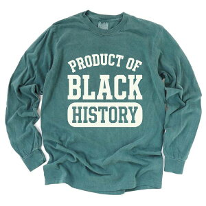 Simply Sage Market ���f�B�[�X �g�b�v�X T�V���c �O���t�B�b�N Simply Sage Market Product of Black History Varsity - Women's Garment Dyed Long Sleeve Graphic T-Shirt Blue Spruce �u���[