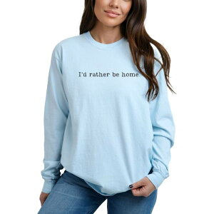 Simply Sage Market ���f�B�[�X �g�b�v�X T�V���c �O���t�B�b�N Simply Sage Market I'd Rather Be Home Typewriter - Women's Garment Dyed Long Sleeve Graphic T-Shirt Chambray
