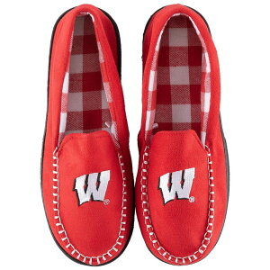 �A���u�����f�b�h �����Y �V���[�Y �T���_�� Unbranded Men's ZooZatz Wisconsin Badgers Flannel Moccasin Slippers Wis Red ���b�h