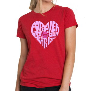 �G���G�[�|�b�v�A�[�g ���f�B�[�X �g�b�v�X T�V���c LA Pop Art Forever In Our Hearts - Women's Premium Blend Word Art-shirt Red ���b�h