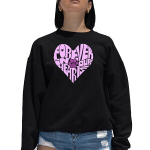 �G���G�[�|�b�v�A�[�g ���f�B�[�X �g�b�v�X T�V���c �N���[�l�b�N �X�E�F�b�g LA Pop Art Forever In Our Hearts - Women's Word Art Crewneck Sweatshirt Black �u���b�N
