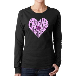 �G���G�[�|�b�v�A�[�g ���f�B�[�X �g�b�v�X T�V���c LA Pop Art Forever In Our Hearts - Women's Word Art Long Sleeve T-shirt Black �u���b�N