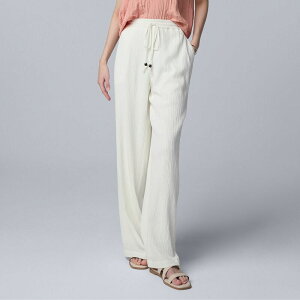 ���F���E�H�� ���f�B�[�X �{�g���X �J�W���A���p���c ���C�h���b�O �v�` Petite Simply Vera Wang Elastic Waist Wide Leg Pants White Knight �z���C�g